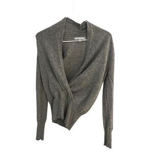 Neiman Marcus Sweater Women's S Gray Cashmere Knit Open Front Cardigan